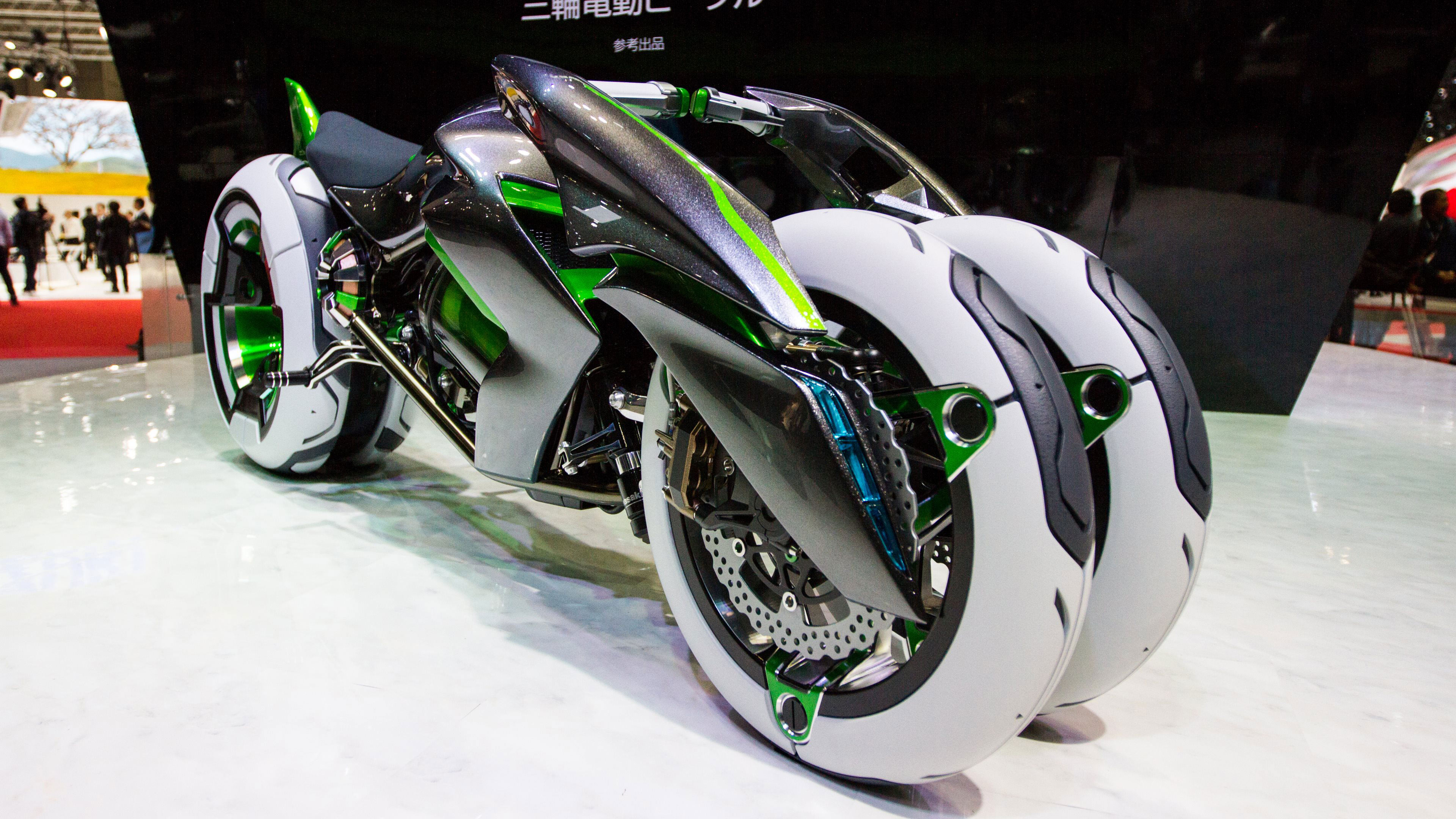 green electric motorcycle